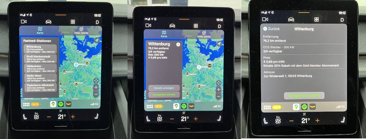 Stationssuche in Fastned CarPlay